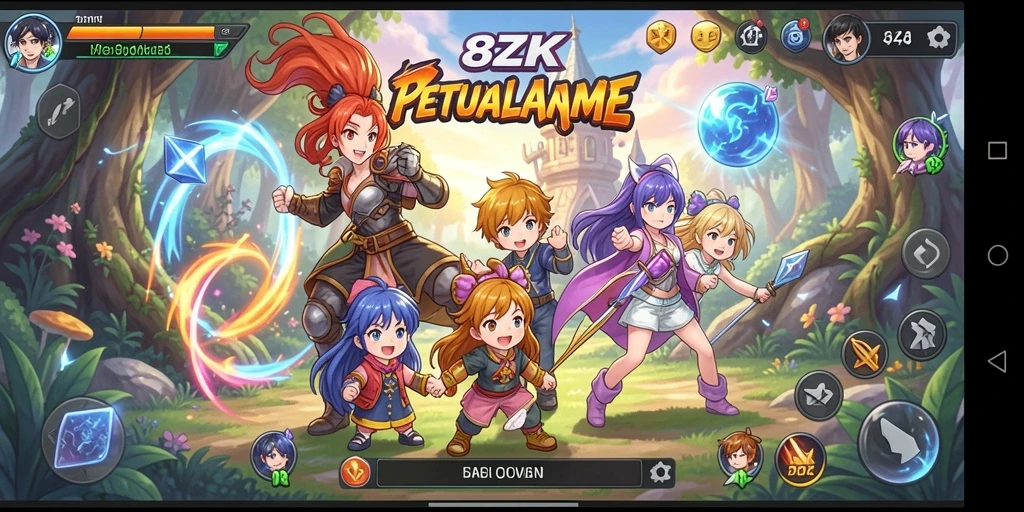 Tampilan gameplay <strong>8ZK</strong> dengan karakter dan pertarungan yang menarik.