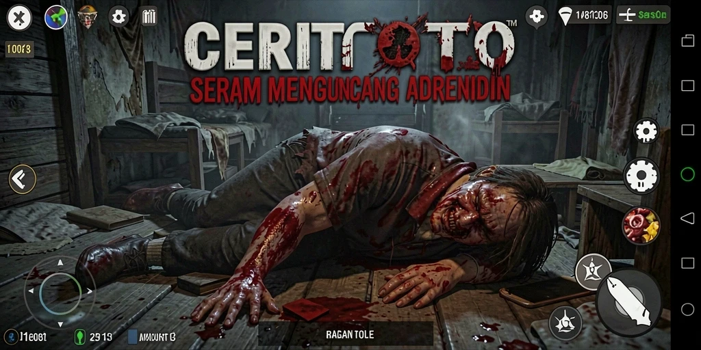 Screenshot gameplay <strong>CERITOTO</strong> dengan suasana horor yang mencekam dan detail grafis yang menakjubkan.