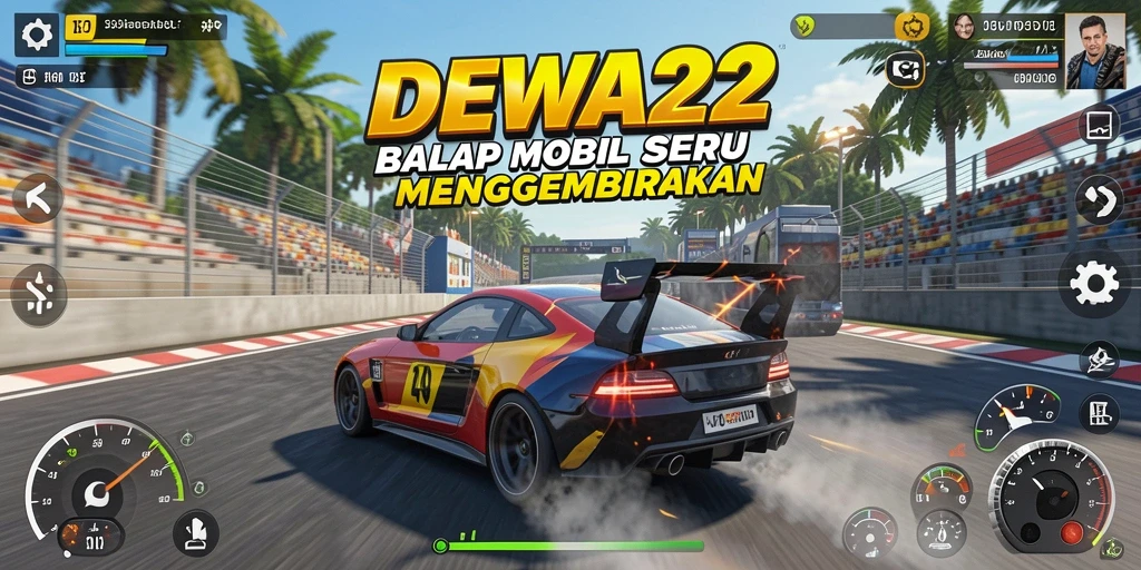 Tampilan gameplay balap yang seru dan menegangkan dari DEWA22.