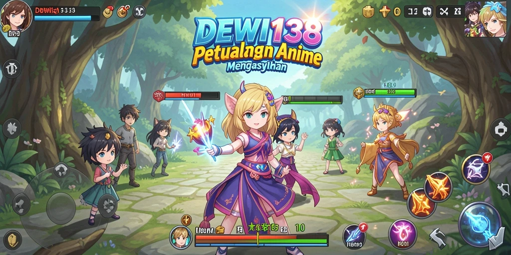 Tampilan gameplay seru dari DEWI138 dengan karakter anime.
