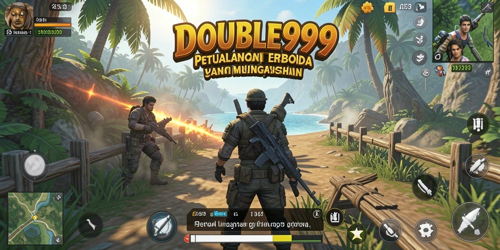 Tampilan gameplay menakjubkan dari DOUBLE999 di dunia terbuka.