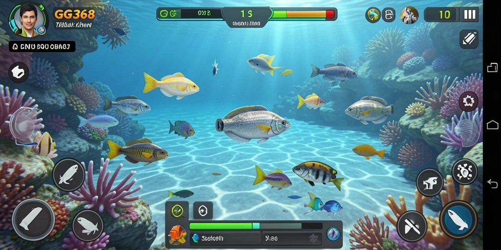 Tampilan gameplay seru saat menembak ikan di GG368.