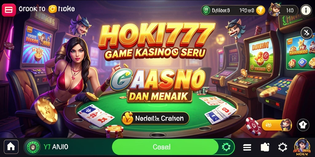 Gameplay seru HOKI777 dengan tampilan menarik dan interaksi kasino.