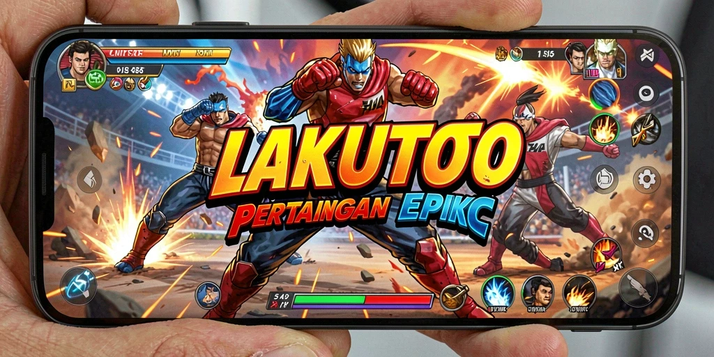 Screenshot gameplay seru dari LAKUTOTO menunjukkan pertarungan mendebarkan.