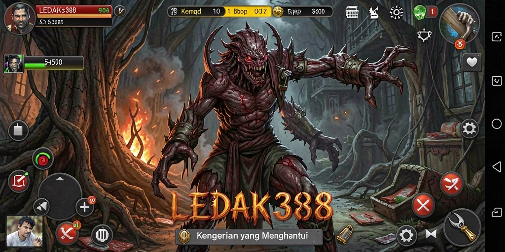 Tampilan gameplay LEDAK388 dengan suasana Horror yang mendalam.