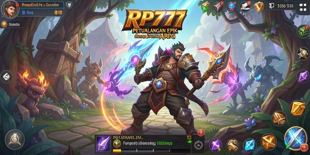 Screenshot gameplay RP777 yang menampilkan petualangan dalam dunia ARPG.