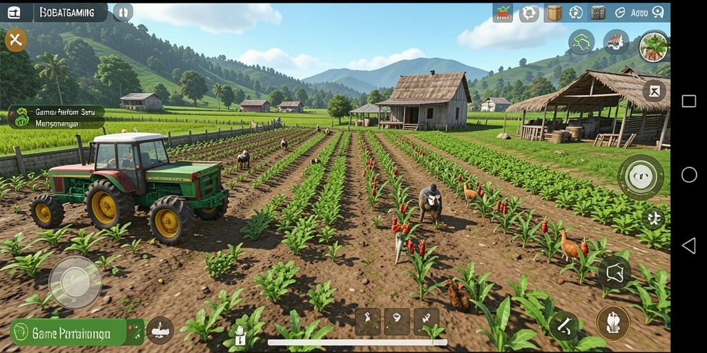 Screenshot gameplay <strong>SOBATGAMING</strong> yang menunjukkan aktivitas bertani menyenangkan.