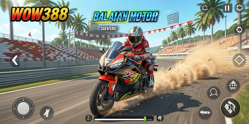 Screenshot menunjukkan momen seru dari balapan motor di WOW388.